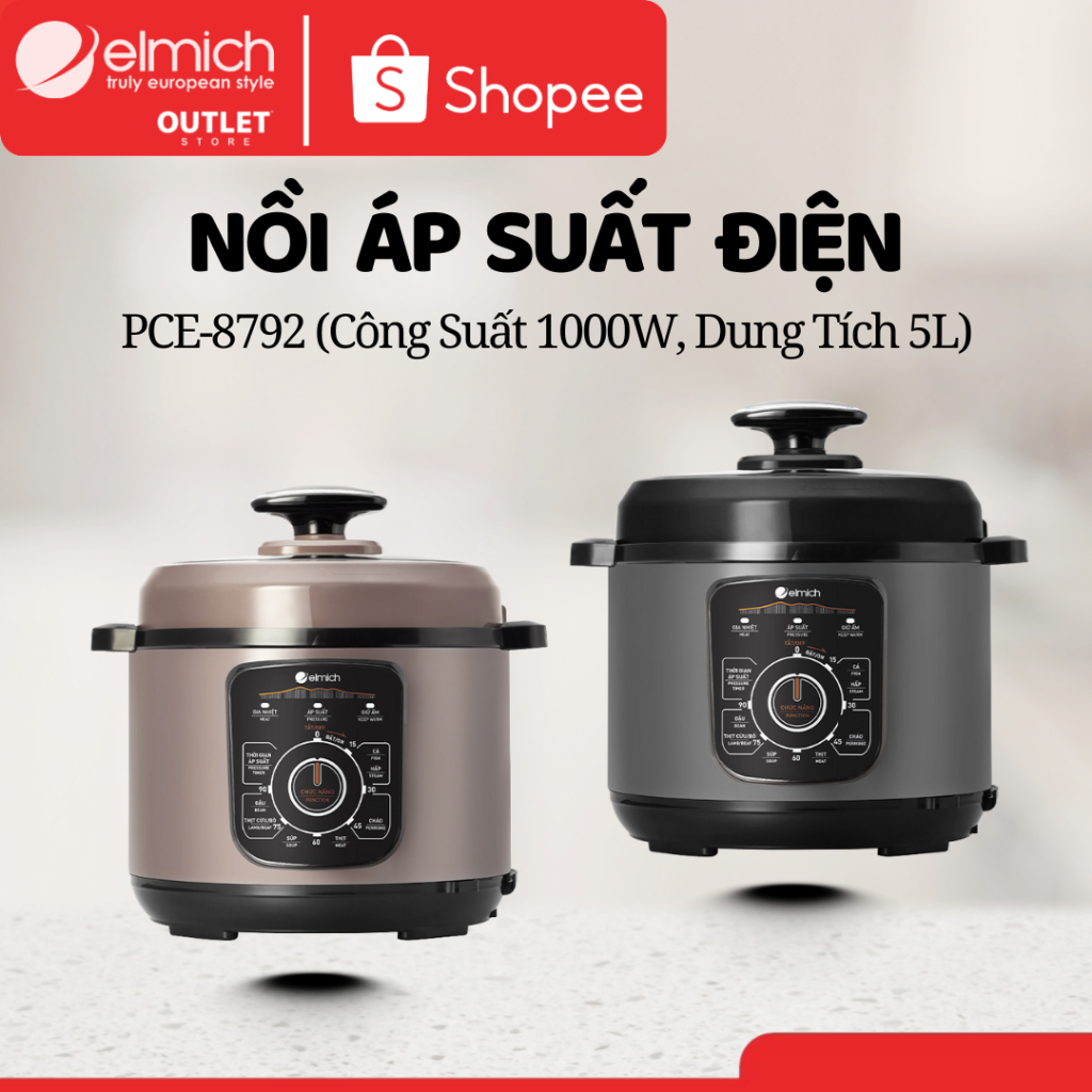 Nồi Áp Suất Điện Elmich PCE-8792 | 5L, 1000W, Lòng Inox 304 – Elmich Chính Hãng