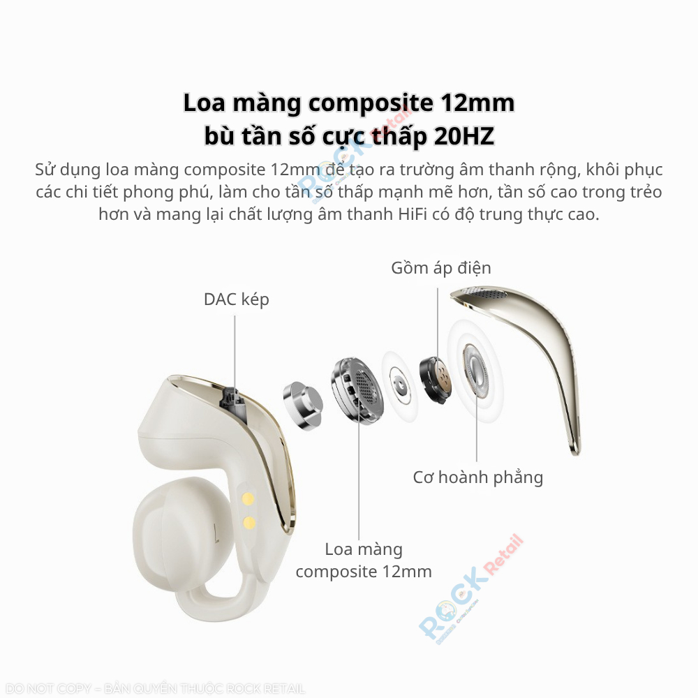 Tai Nghe Bluetooth OpenEar ROCK EB200 AI Smart & Bluetooth v5.4, Nghe Tới 20 Giờ, Dirver 12mm - BH Chính Hãng | BigBuy360 - bigbuy360.vn