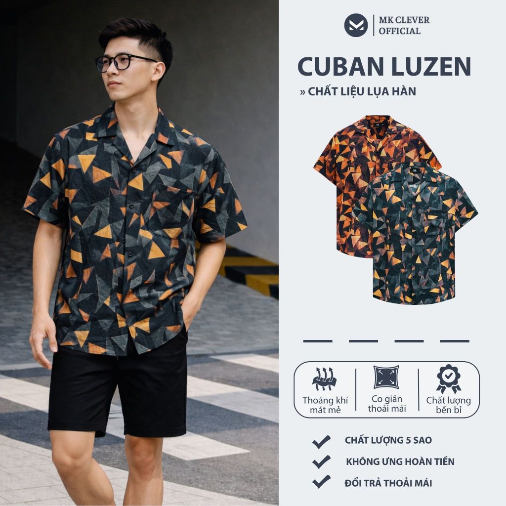 Áo Sơ Mi nam Luzen MKCLEVER Chất lụa Hàn mềm mịn, thoáng mát, chống nhăn, form rộng mặc hằng ngày