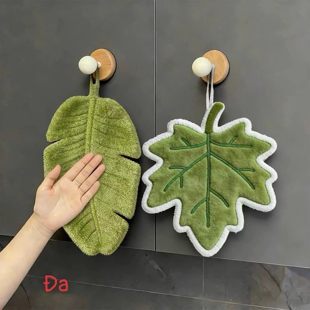 Khăn treo lau tay hình lá xanh xinh xắn, vừa tiện dụng vừa trang trí cực đẹp cho nhà bếp – nhà tắm