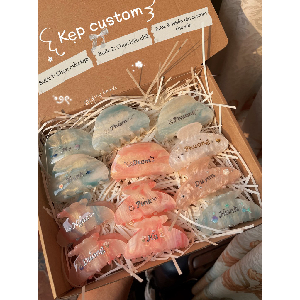[CUSTOM RIÊNG] KẸP đổi màu CUSTOM TÊN theo yêu cầu nhiều mẫu dễ thương kèm sticker