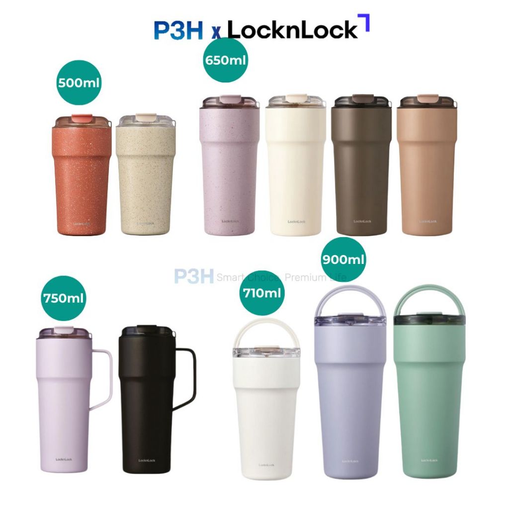 Ly giữ nhiệt phủ sứ LocknLock Metro Cafe Tumbler nhiều dung tích đa dạng màu sắc LHC4357 LHC4359 LHC