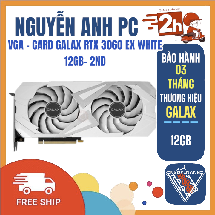 VGA - CARD GALAX RTX 3060 EX WHITE 12GB- 2ND