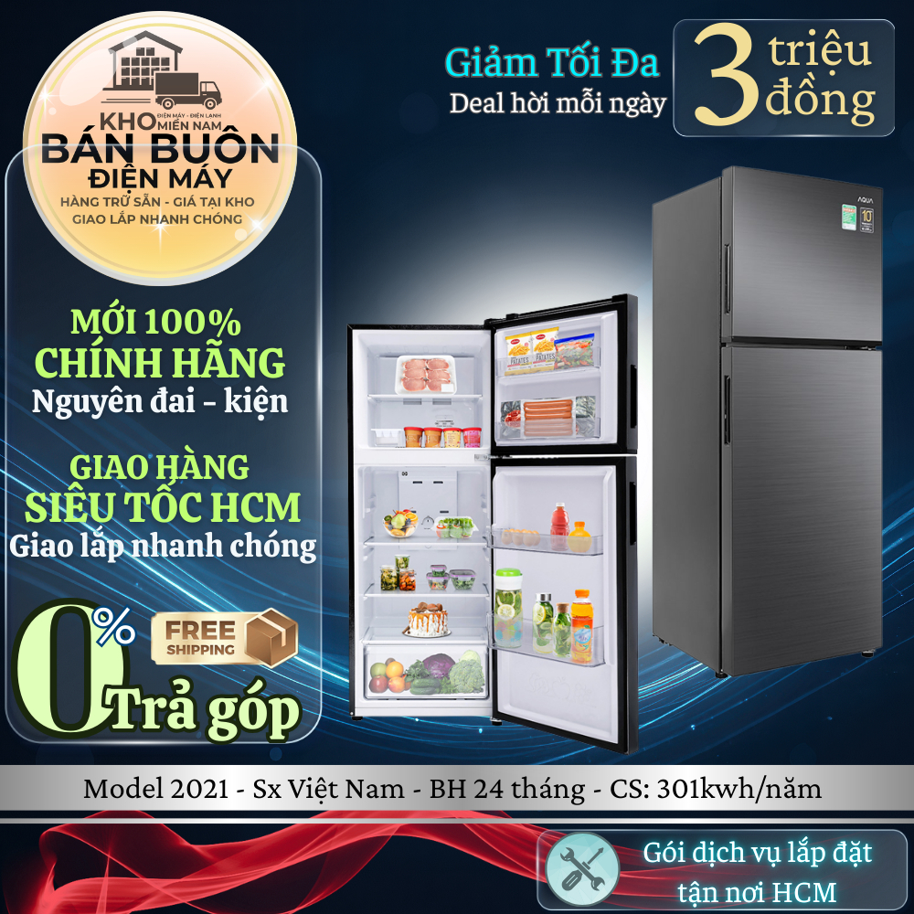AQR-T239FA(HB) Tủ lạnh Aqua 212 lít Inverter – Khử mùi Nano Fresh, Làm lạnh đa chiều, AQR-T239FA(HB)