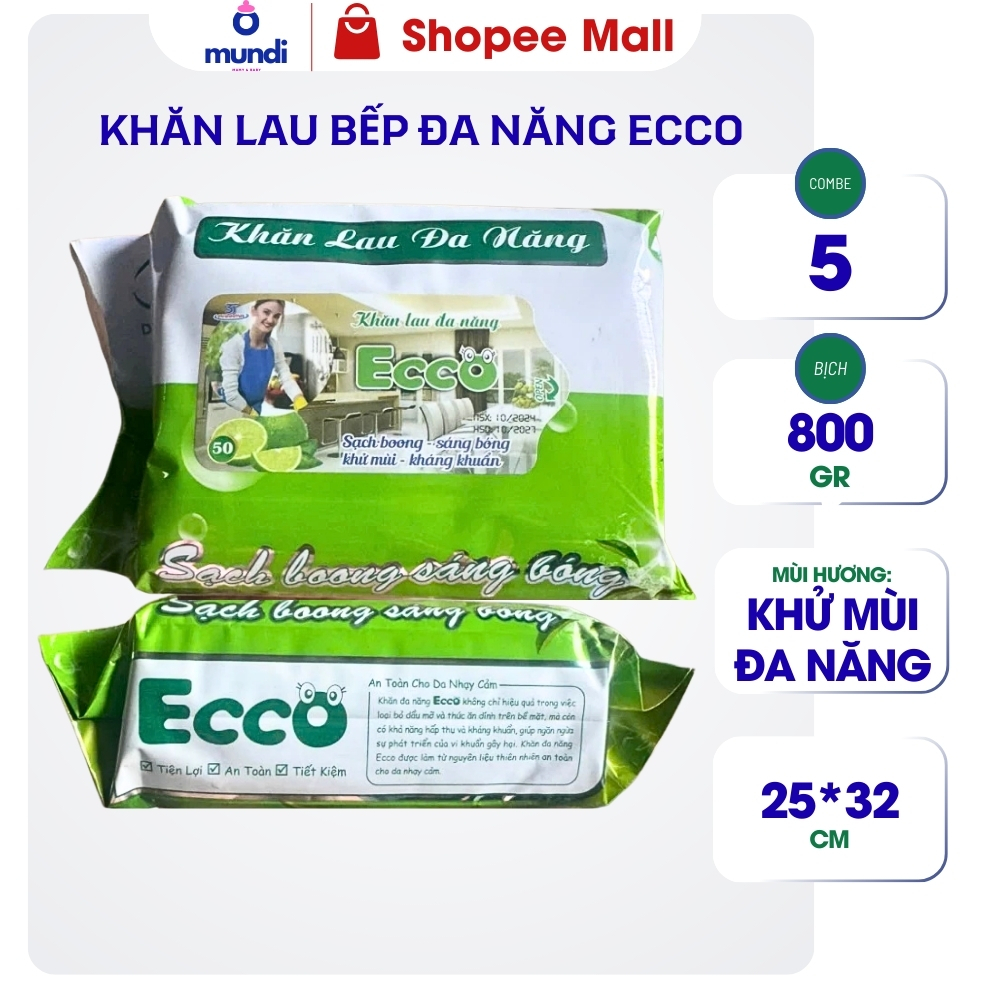 THÙNG 10 & 5 Gói Khăn Ướt Lau Đa Năng ECCO Gói 800Gr, Khăn Lau Bếp Amy, Khăn Lau Bếp ECCO, Khăn Ướt