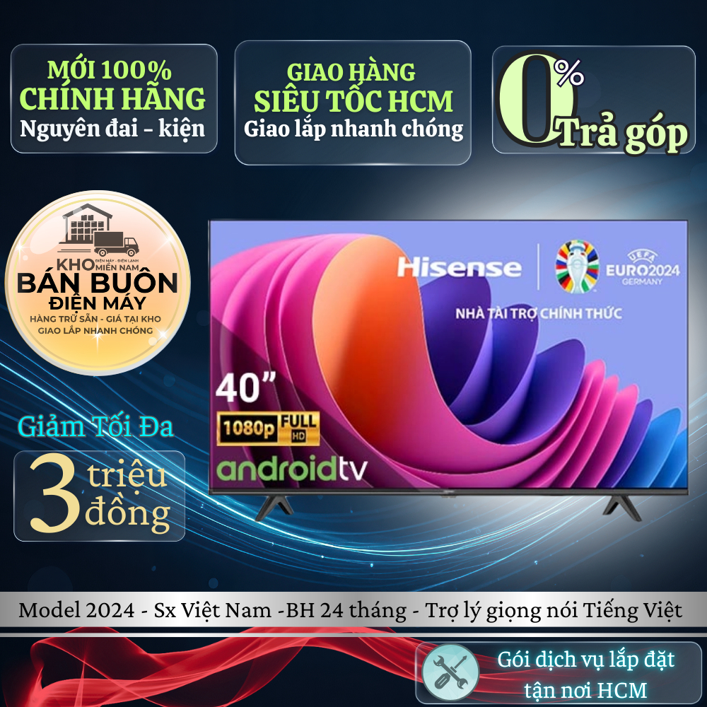 40A4N Android Tivi Hisense 40 inch Full HD, DTS Virtual X, Tìm kiếm giọng nói tiếng Việt 40A4N