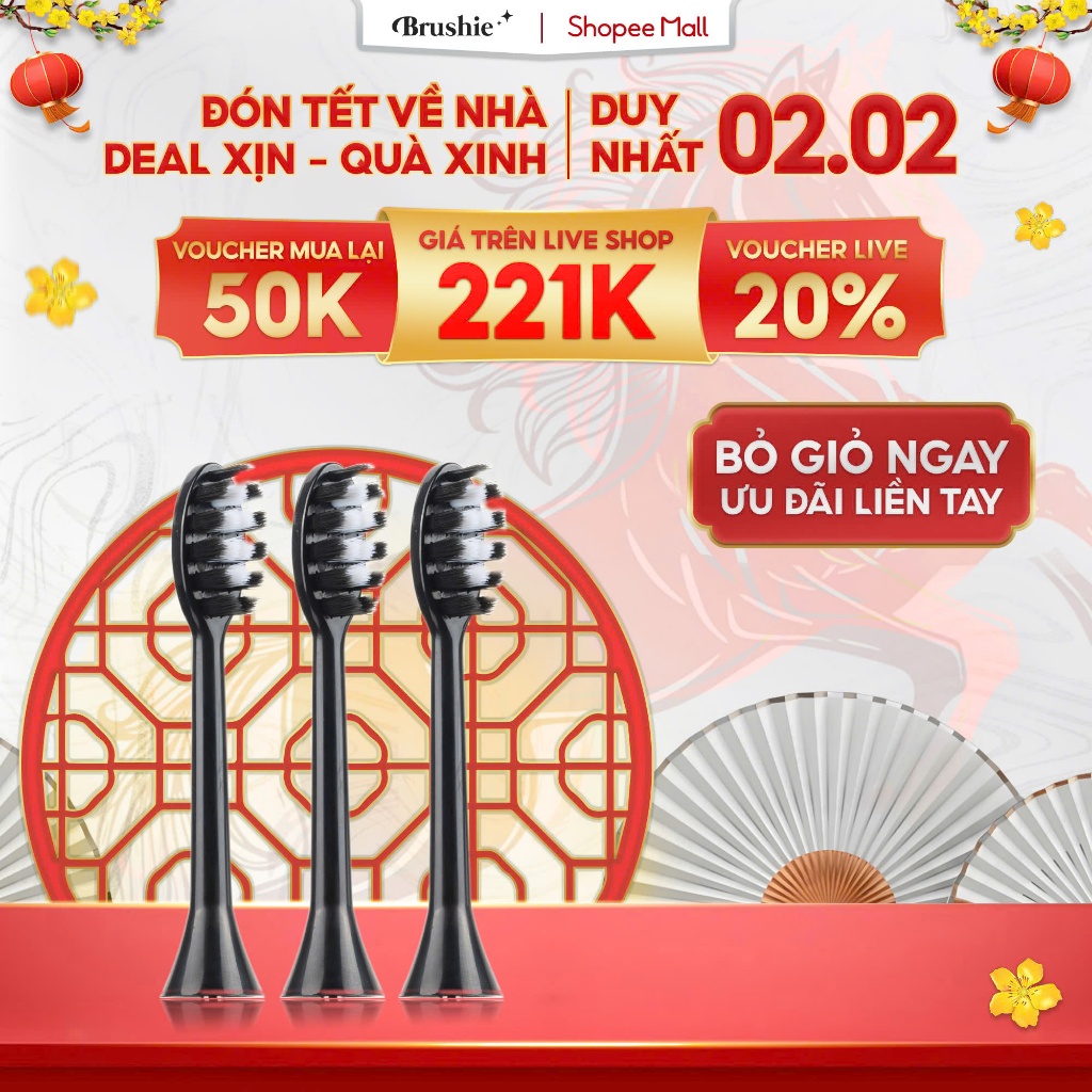 [GIÁ 239K TẠI LIVE SHOP] Set 3 đầu bàn chải thay thế cho bàn chải Brushie Ultra Plus