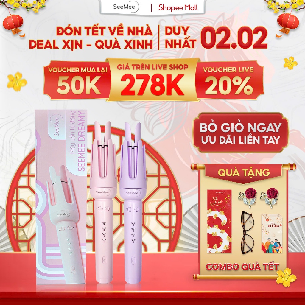 [GIÁ 253K LIVE KOL] Máy uốn tóc làm xoăn tự động Seemee uốn xoăn bảo vệ tóc giữ tóc suôn mượt