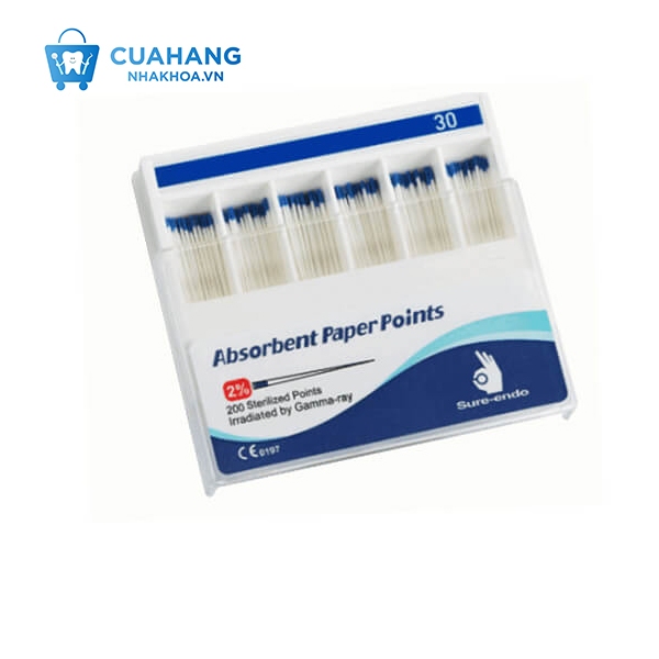 Cone Giấy Gutta Percha 4% & 6%, Sure Endo, hộp 100 cây