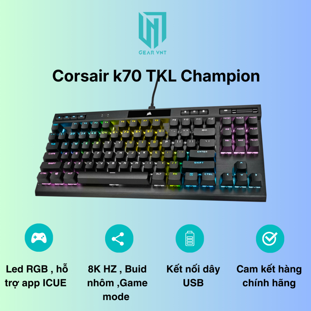 Corsair K70 TKL Champion 8k HZ | Bàn phím gaming chính hãng