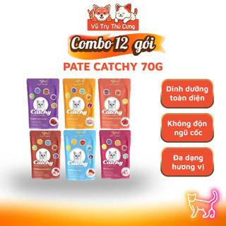 (Combo 12 Gói) Pate Catchy Cho Mèo Từ Thịt Thật 70g