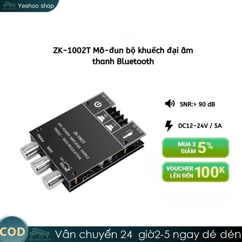 ZK-1002T HIFI 2.0 Kênh AUX/Bluetooth-Tương Thích với 5.0 TPA3116D2 Mô-đun Âm Thanh 100Wx2 Stereo Loa