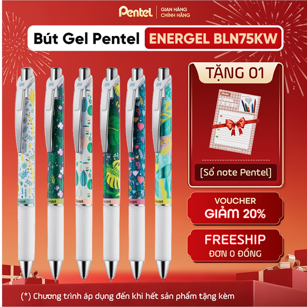 Bút Gel Pentel Energel Kawaii BLN75KW 0.5mm Nhanh Khô