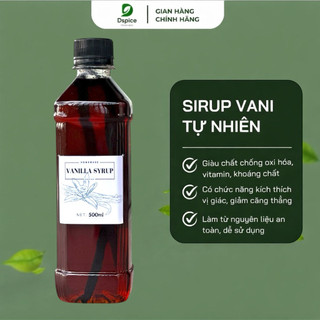 Sirup vanilla 500ml (chai nhựa) nấu thủ công từ đường hữu cơ, nước và quả vanilla tự nhiên, không chất bảo quản