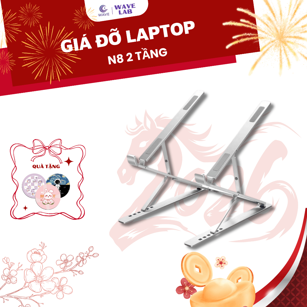 Giá Đỡ Laptop N8 Khung Nhôm 2 Tầng, Giá Đỡ Máy Tính Nâng Cao Laptop, Chống Trượt