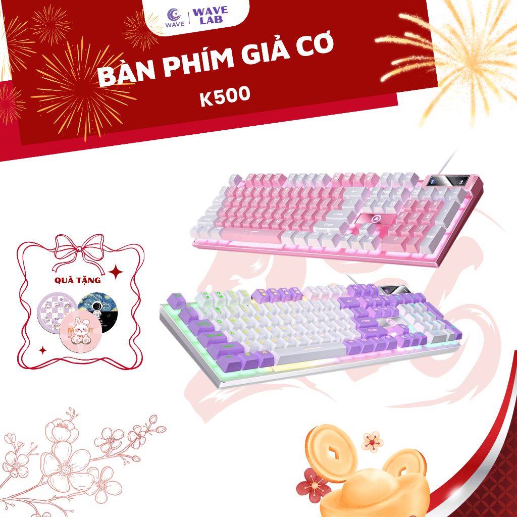 Bàn Phím Có Dây K500 Giả Cơ LED RGB, Bàn phím Giả Cơ 104 Phím Fullsize