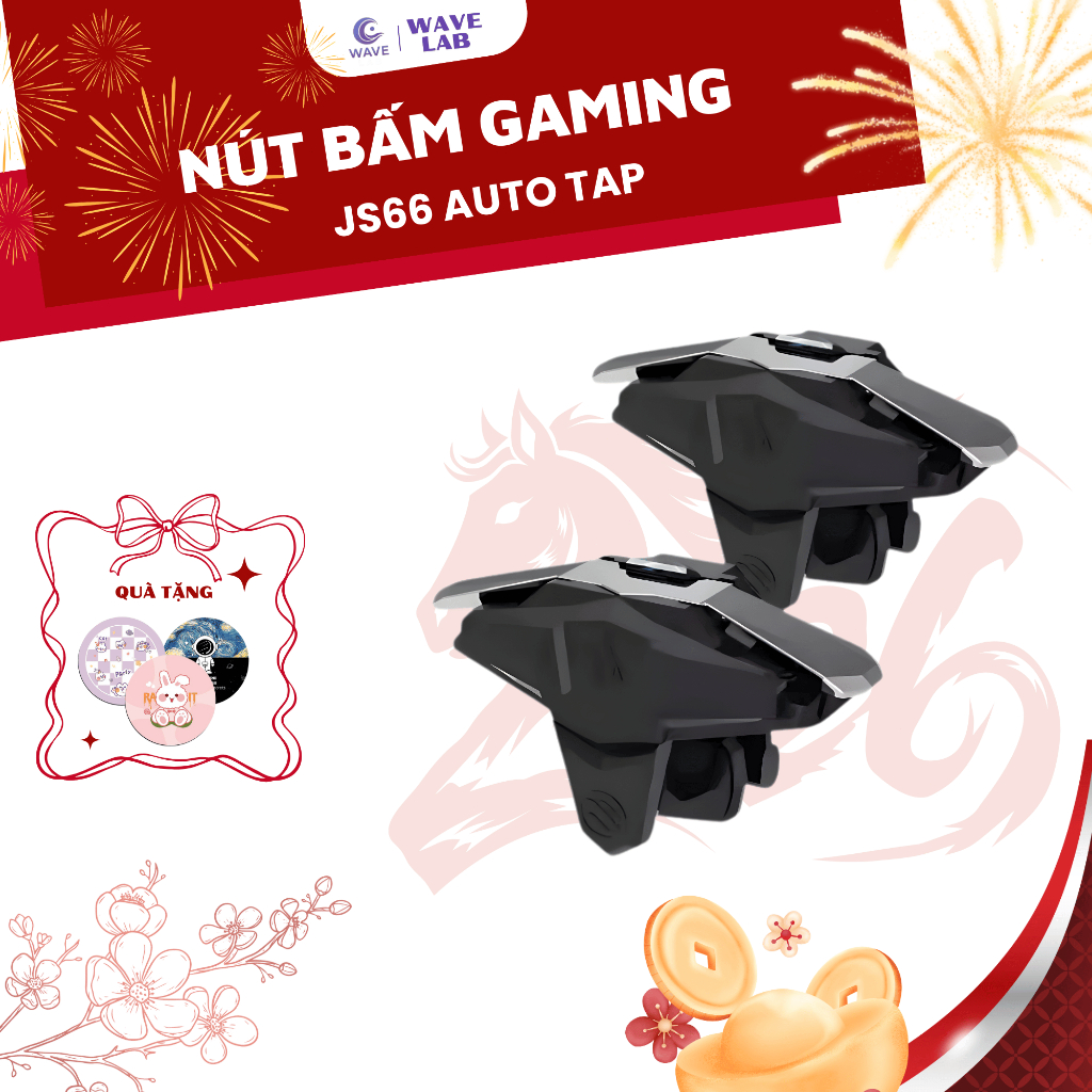 Nút Bấm Gaming JS66 4 Ngón, Nút Bấm Chơi Game Cơ Học Sống Động, Hỗ Trợ Mọi Tựa Game Bắn Súng