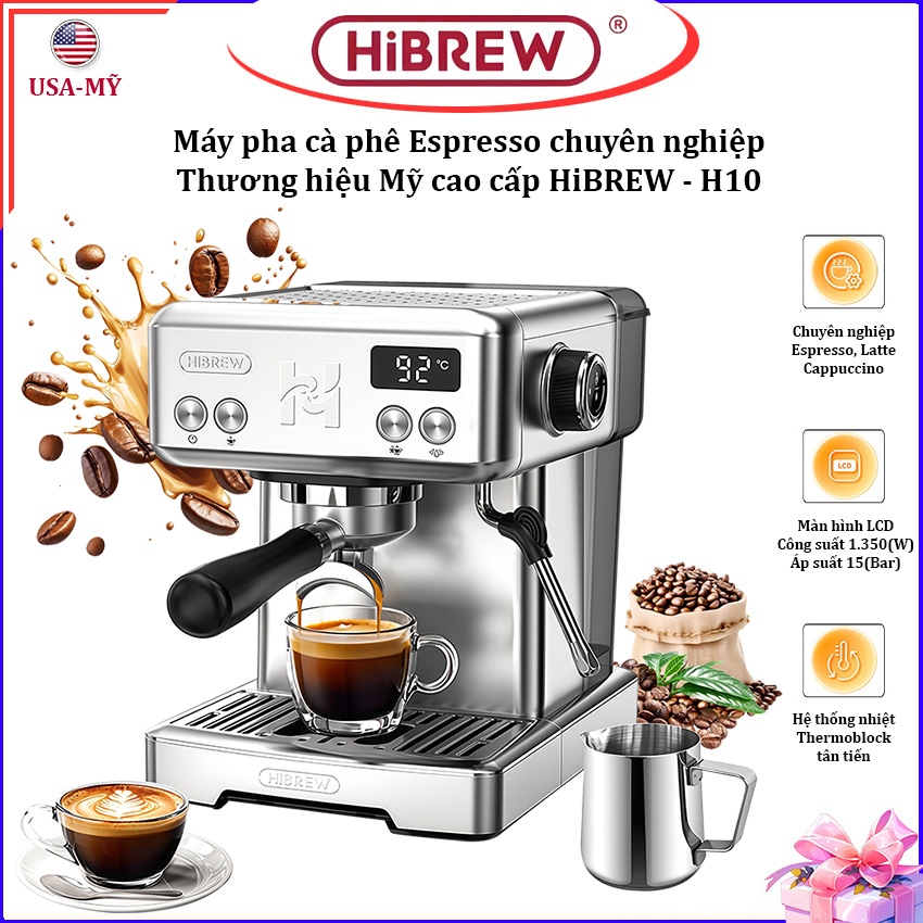 [HiBREW MỚI] Máy pha cà phê chuyên nghiệp Espresso, Cappuccino, Latte. Thương hiệu Mỹ cao cấp HiBREW