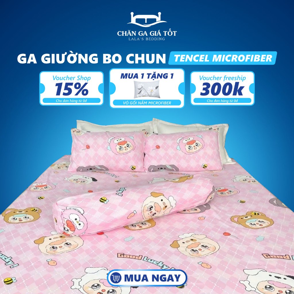 Ga Giường Bo Chun Tencel Microfiber, Thiết Kế Bo Chun 4 Góc, Phù Hợp Nệm 10-15cm, Size 1mx2m đến 1m8