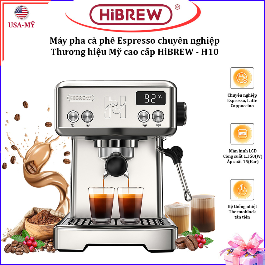 HÀNG CHÍNH HÃNG - Máy pha cà phê chuyên nghiệp Espresso, Cappuccino, Latte. Thương hiệu Mỹ cao cấp H