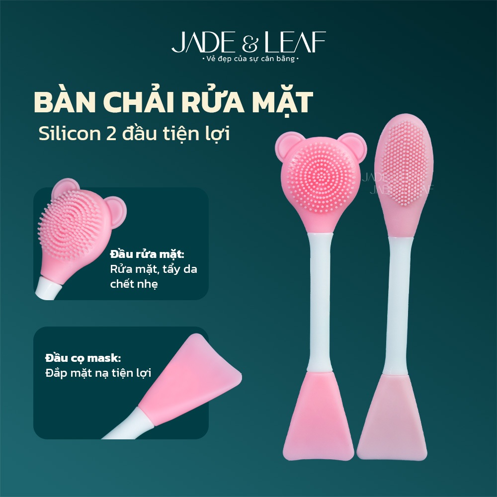 Bàn Chải Rửa Mặt Silicon Jade&Leaf, 2 Đầu Tiện Lợi Cọ Đắp Mặt Nạ Rửa Mặt Hình Gấu Siêu Dễ Thương