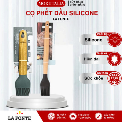 Cọ Phết Silicone La Fonte – Tay Cầm Gỗ, Dùng Nướng & Làm Bánh (Đen/Xanh)