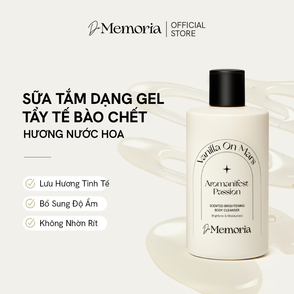 [RESTOCK VANILLA] Sữa Tắm Dưỡng Trắng Da Hương Nước Hoa Thư Giãn De Memoria Scented Brightening B​ody Cleanser 300ml