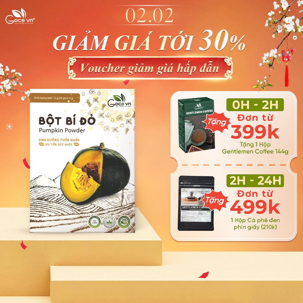 Bột bí đỏ nguyên chất Goce - 72g (24 gói x 3g)