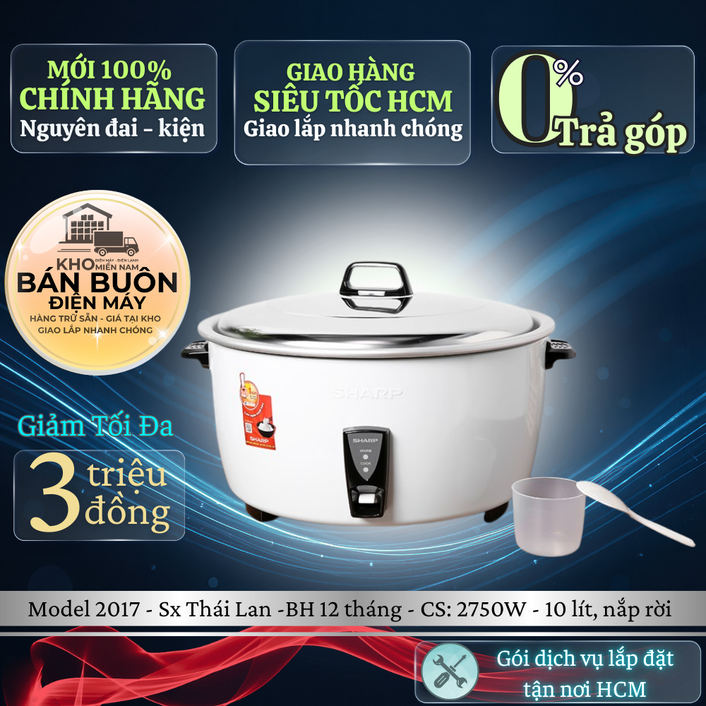 KSH-D1010V Nồi cơm điện Sharp 10 lít, nắp rời, chính hãng Thái Lan, CS: 2750W KSH-D1010V