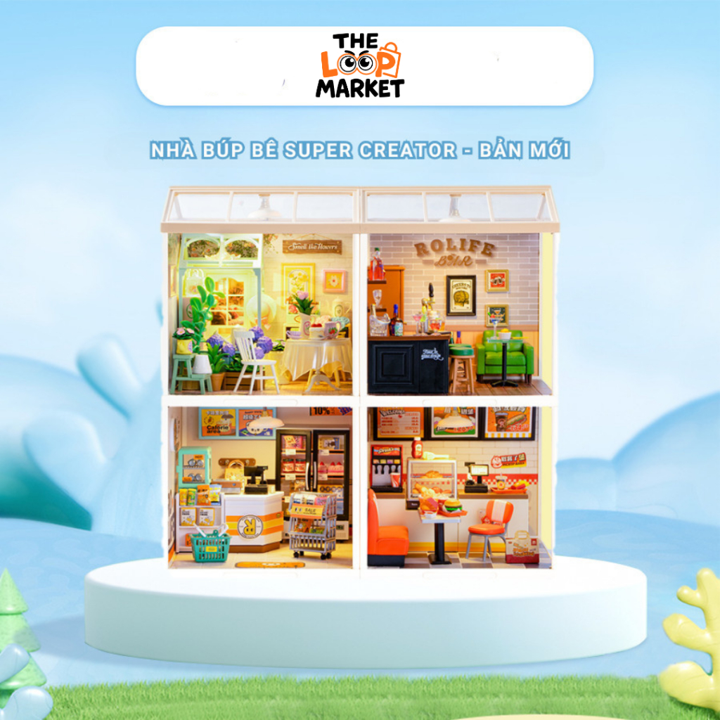 [BẢN MỚI] Nhà Búp Bê Bằng Nhựa Robotime Rolife Super Creator, Mô Hình Lắp Ráp Nhà