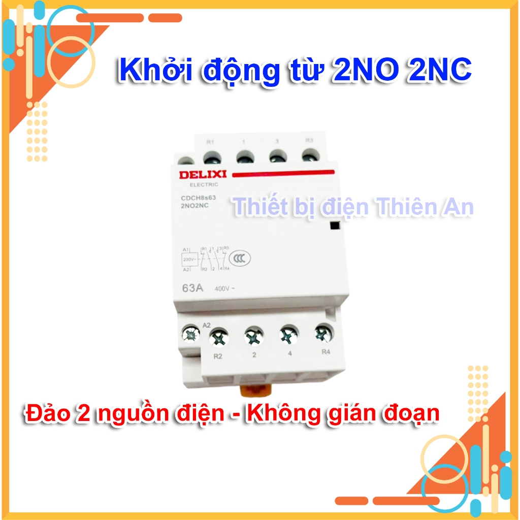 Contactor 63A 220V – 2NO 2NC | Chuyển Nguồn Nhanh Làm ATS 2P 63A Không Gián Đoạn