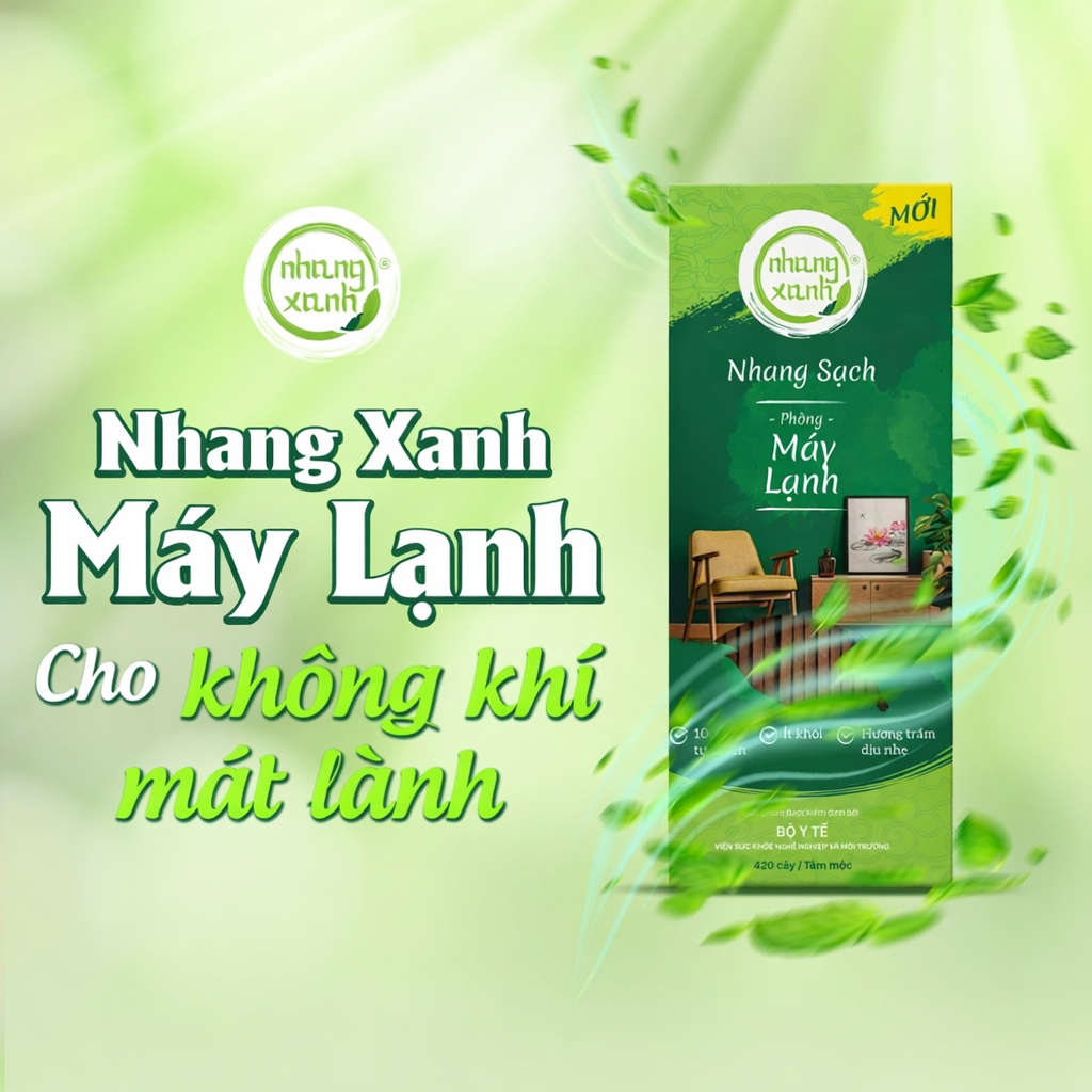 Nhang Xanh Phòng Máy Lạnh - Hương dịu nhẹ, ít khói, 100% tự nhiên - 20cm 30cm 40cm