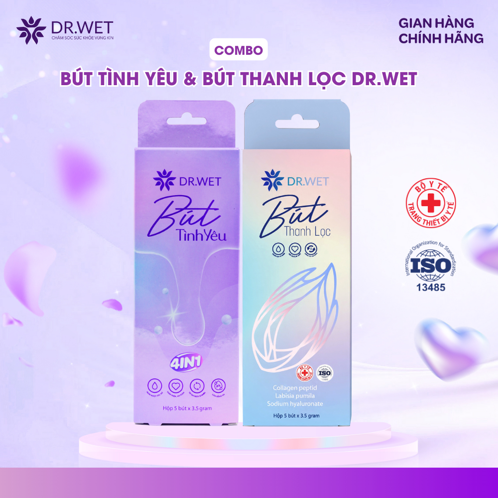 Combo 1 Hộp Bút Tình Yêu Dr.Wet Inner Gel Giảm Ma Sát và 1 Hộp Bút Thanh Lọc DR.WET Trẻ Hoá Vùng Kín