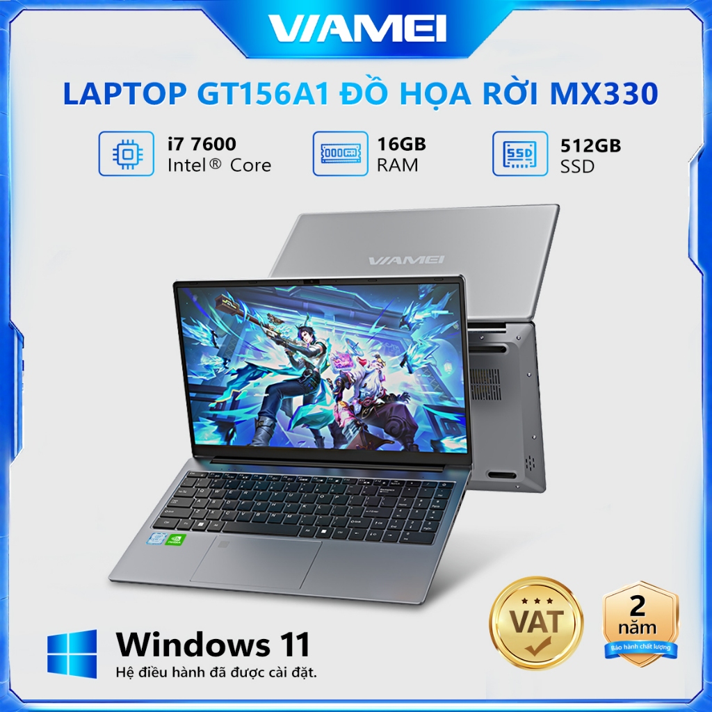 Laptop NoteBook viamei 15.6 inch IIntel Core i7-7600U GPU rời NVIDIA MX330 16GB 512GB Win11 pro Máy 