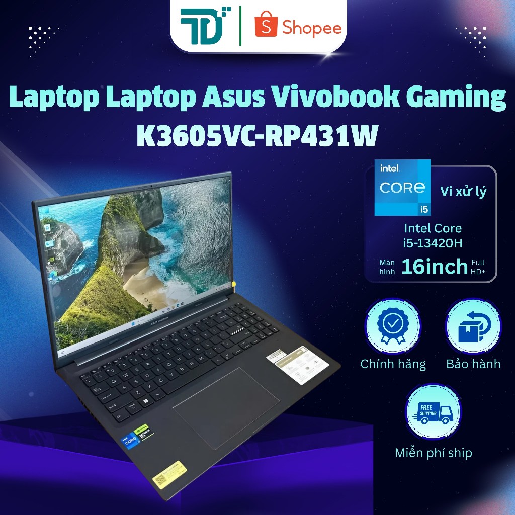 Laptop ASUS VivoBook Gaming K3605VC-RP431W (Core i5-13420H, 16GB RAM, 512GB SSD, RTX 3050- Laptop 99