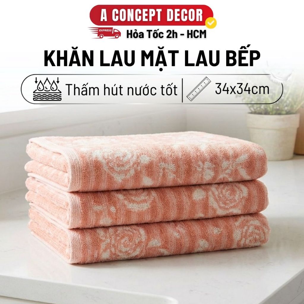 Khăn Mặt Khăn Lau Bếp Đa Năng A Concept Decor Khăn Lau Mặt Siêu Thấm Hút 30x30cm
