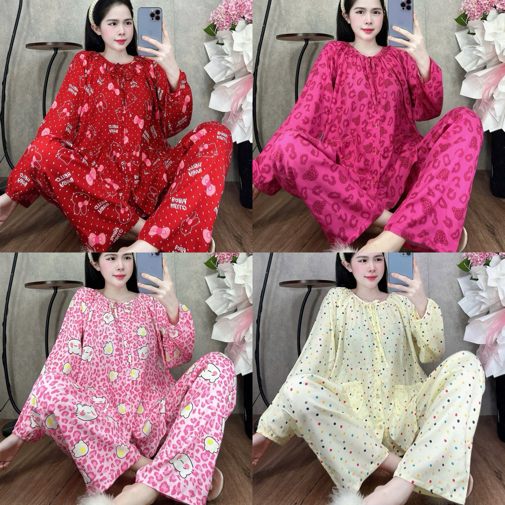 Set Bộ Tole Thiết Kế Cổ Tròn Buộc Nơ Quần Suông- HN CLOSET