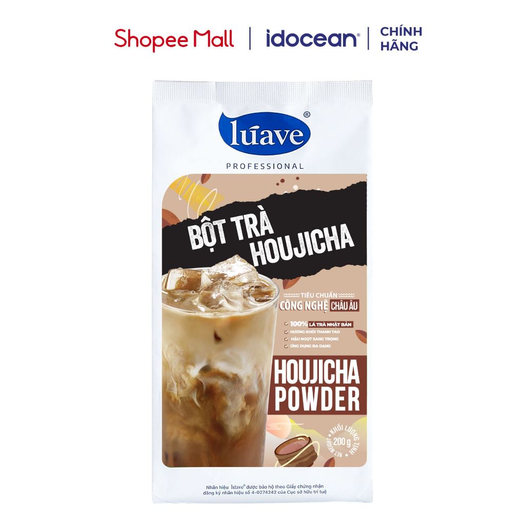 Bột trà Houjicha Lúave - Làm từ lá trà Nhật Bản, có hương khói, hậu ngọt, làm houjicha latte, thức u