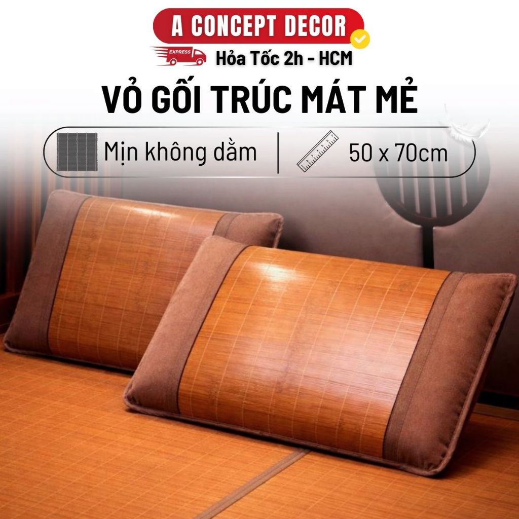 Cặp Vỏ Gối Trúc Điều Hòa A Concept Decor Mát Lạnh Mùa Hè Áo Gối Nằm Làm Từ Trúc Tự Nhiên Hỗ Trợ Vai 