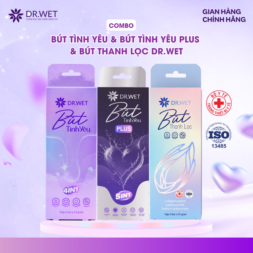 Combo 1 Hộp Bút Tình Yêu Dr.Wet Inner Gel, 1 Hộp Bút Tình Yêu Plus Dr.Wet và 1 Hộp Bút Thanh Lọc Dr.