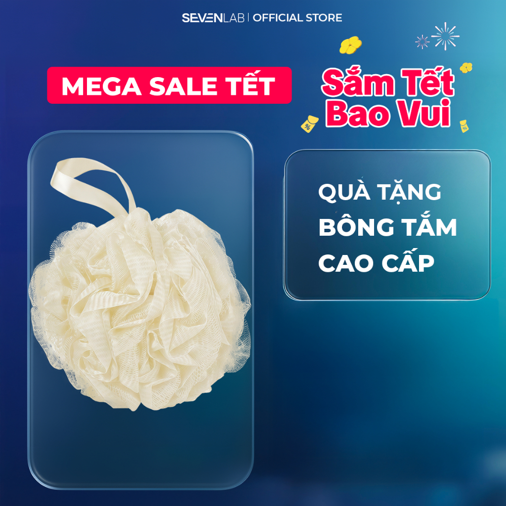 Bông tắm than tre mềm mịn SEVENLAB giúp tẩy da chết, làm sạch da