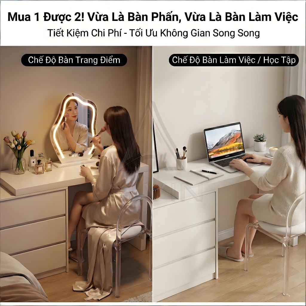 ALVIN Bàn trang điểm Với ngăn kéo chất liệu gỗ linh hoạt thân thiện với môi trường tiết kiệm không gian tối đa | BigBuy360 - bigbuy360.vn