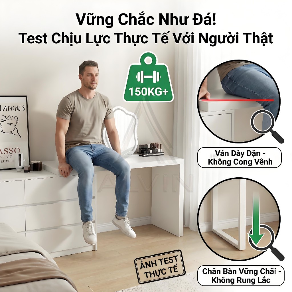 ALVIN Bàn trang điểm Với ngăn kéo chất liệu gỗ linh hoạt thân thiện với môi trường tiết kiệm không gian tối đa | BigBuy360 - bigbuy360.vn