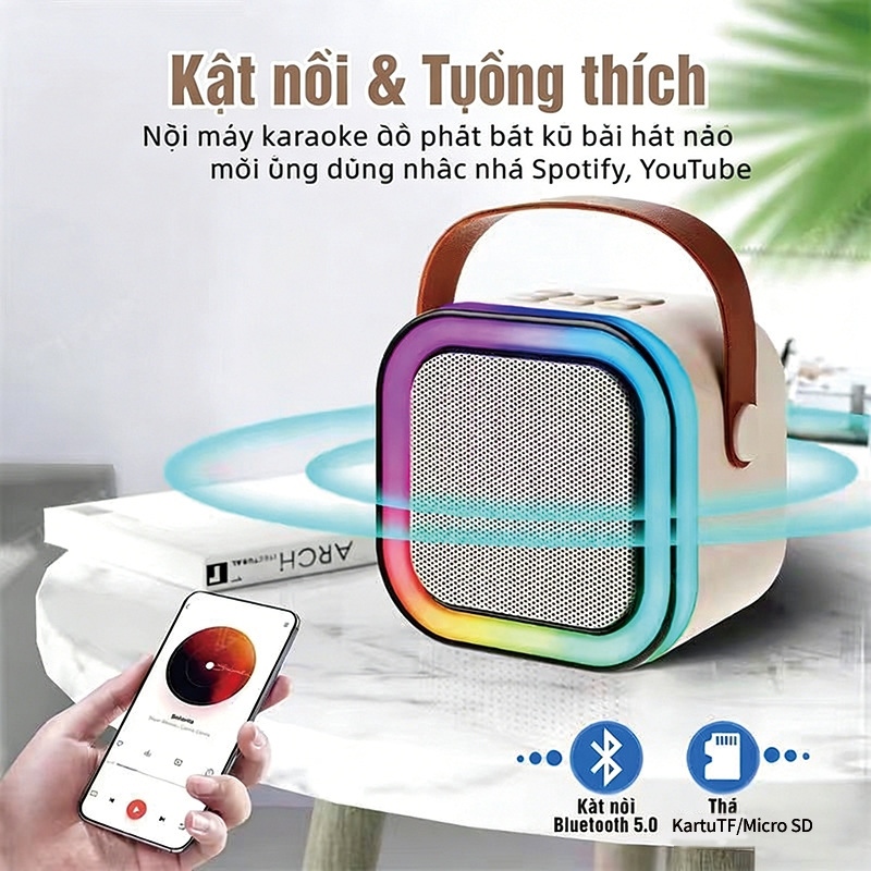 [ MUA 1 TẶNG 2 ] K12 Loa Bluetooth Hát Karaoke Không Dây Tặng Kèm 2 Mic ,Có Thể Thay Đổi Giọng