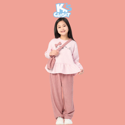Bộ Quần Aó Dài Tay K'S CLOSET Áo Dáng Váy, Quần Dáng Xuông Cho Bé Gái (2-12 tuổi) từ 10-40kg E039FIF