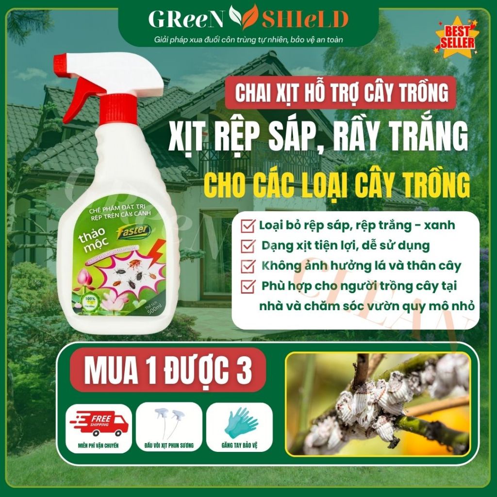 Chai Xịt Rệp Sáp, Rệp Xanh, Rầy Trắng -Chăm Sóc Cây Trồng 500ml – Hỗ Trợ Kiểm Soát Côn Trùng Gây Hại