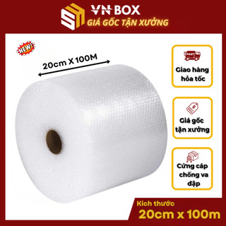 Cuộn bóng khí xốp nổ bọc hàng, Cuộn chống sốc xốp hơi bọc hàng, xốp chống sốc 20cmx100m gói hàng giá rẻ