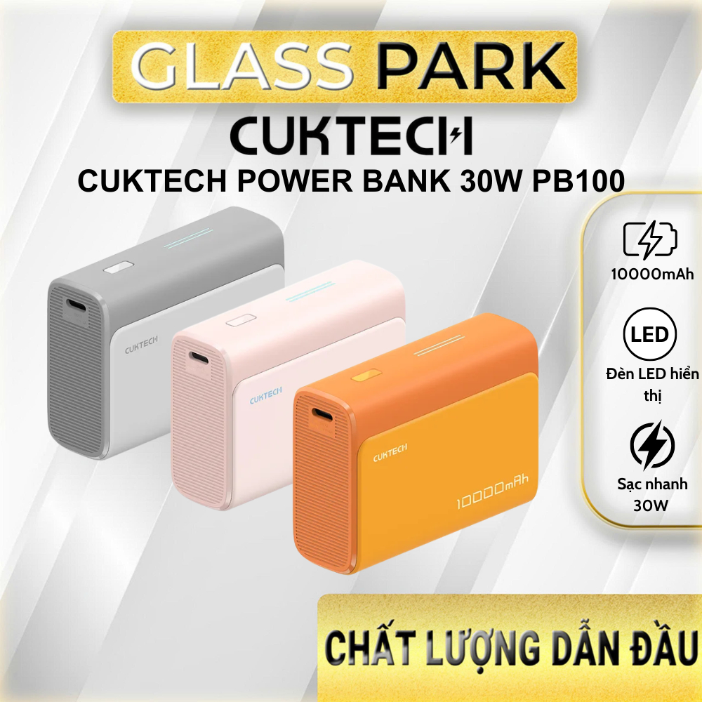 Pin Dự Phòng CukTech PB100 - 10000mAh  30W 1C1A PD3.0/PPS/QC3.0/QC - BH18T