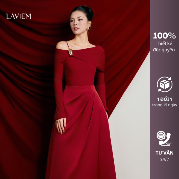 LAVIEM - Áo dài tay cách điệu cổ lệch phối cùng chân váy A dài - Layla Top & Layla Skirt (Set rời)
