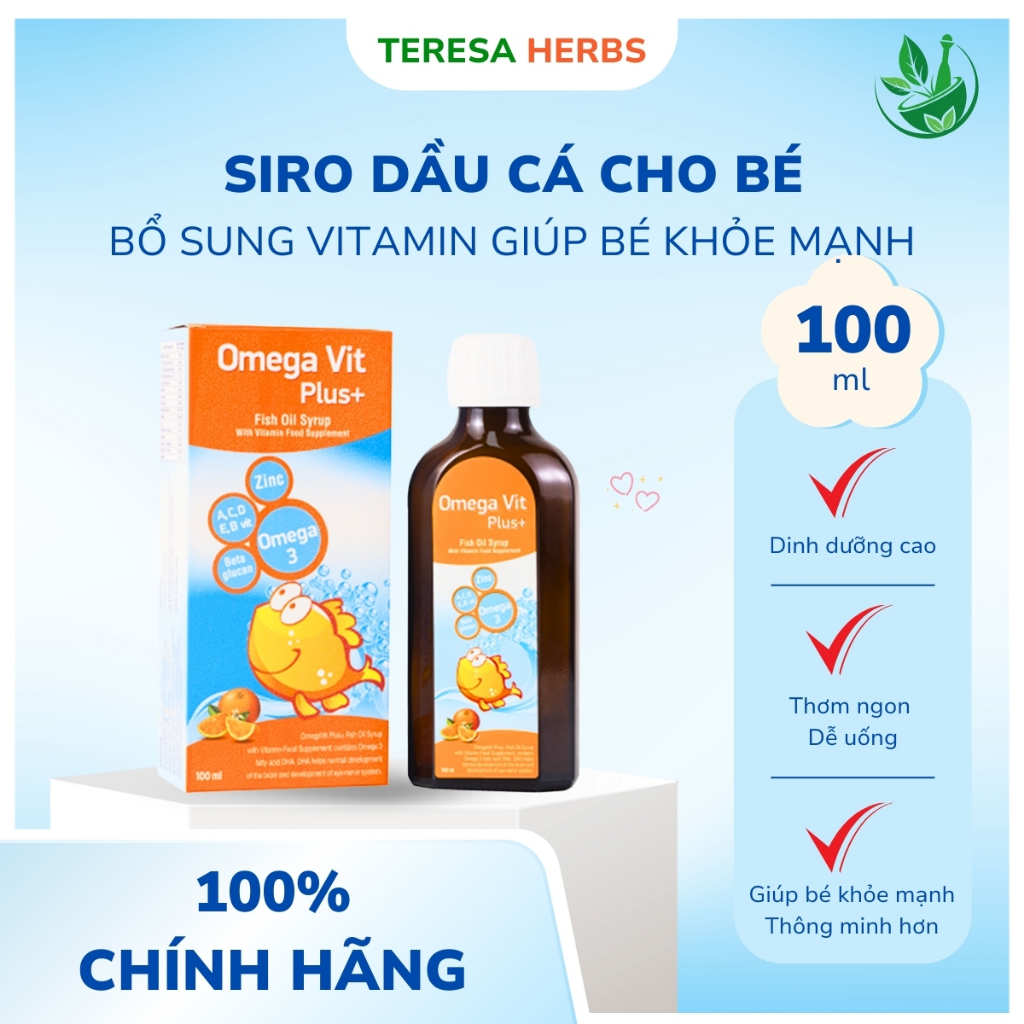 Siro Omega Vit Plus bổ sung Omega 3 và vitamin cho bé khỏe mạnh thông minh hơn - Chai 100ml